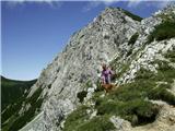 Svačica in Celovška koča pogled na Svačico  s sedla Belščica